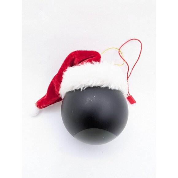 Christmas ornament Hanging black Bomb bird ball santa Angry Hat Almost 3" - Picture 5 of 6